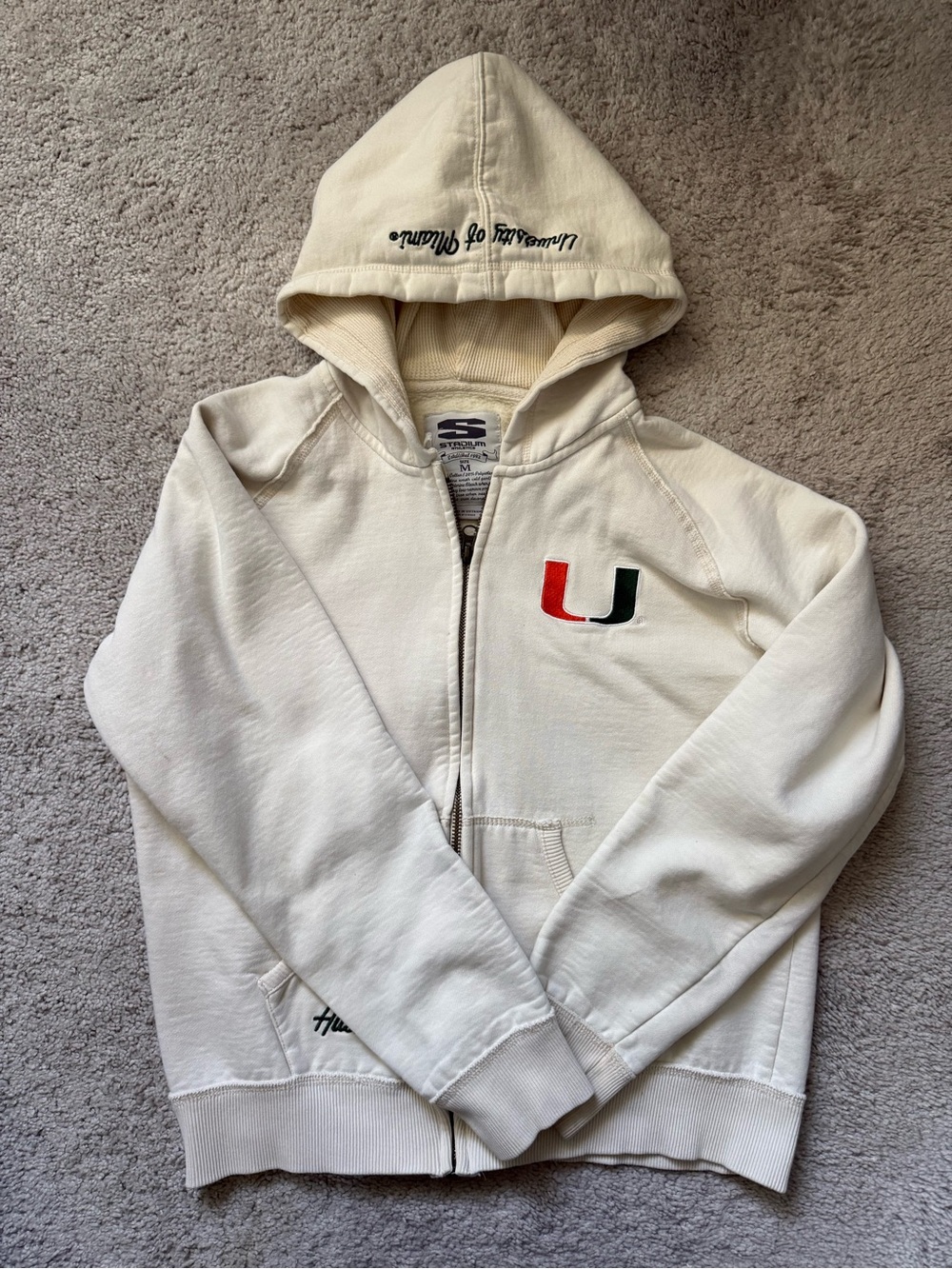 University of Miami Cream Zip Hoodie